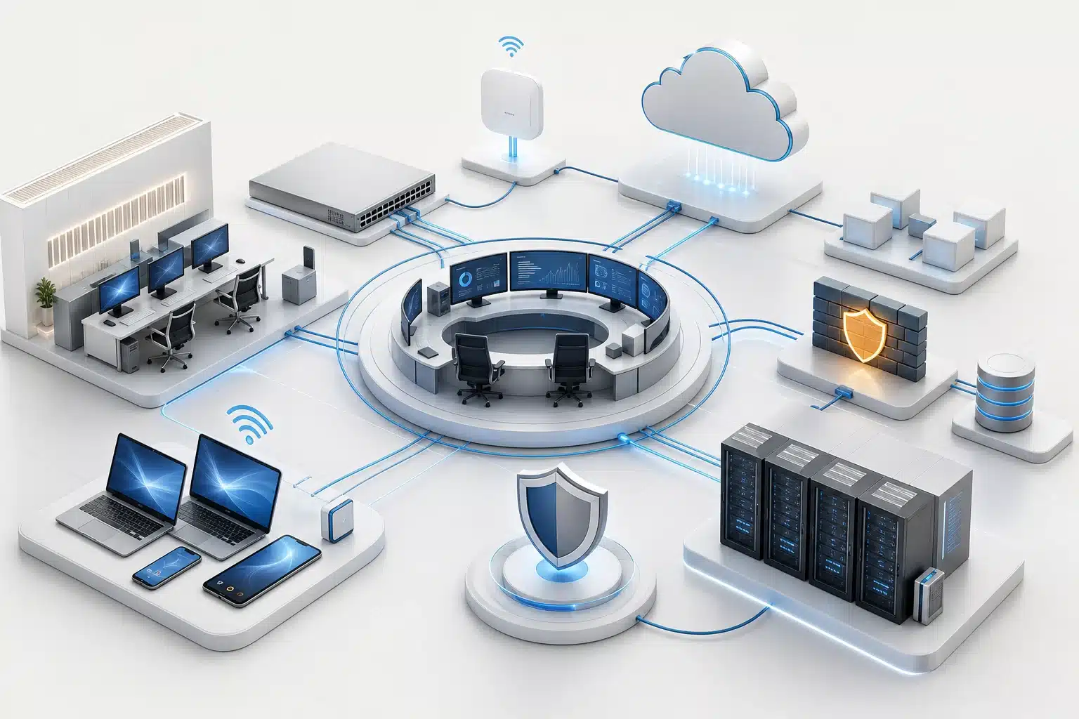 Ganzheitlich betreute IT-Landschaft mit Arbeitsplatz, Netzwerk, Sicherheit und Cloud